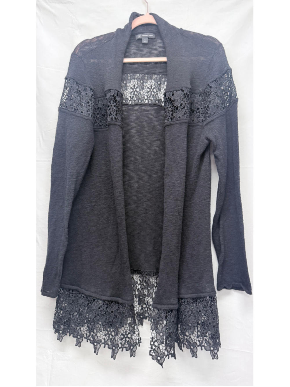 Women's I.N.C. International Concepts Black Lace Cardigan Size XL